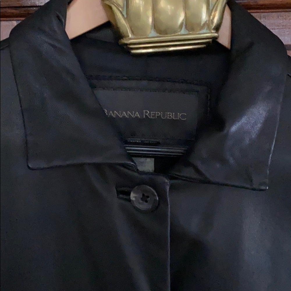 Button Down Leather Jacket In Black - image 2